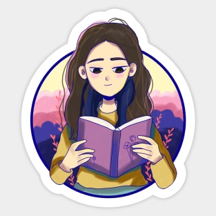 Cute girl hypnotized by book Sticker